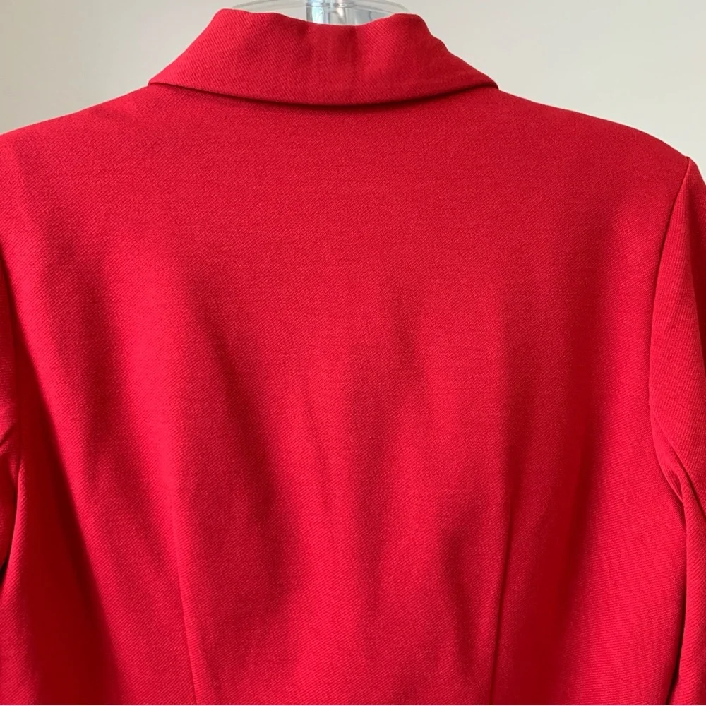Cabi Love Carol Collection Blazer Jacket Women's Bow Beau Gold Button Red Size 6